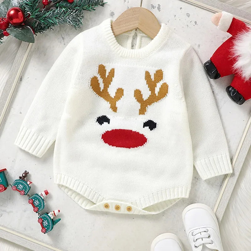 Winter Infant Baby Christmas Elk Onesie