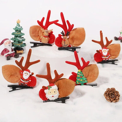 1pair Christmas Party New Years Antler Hair Clips