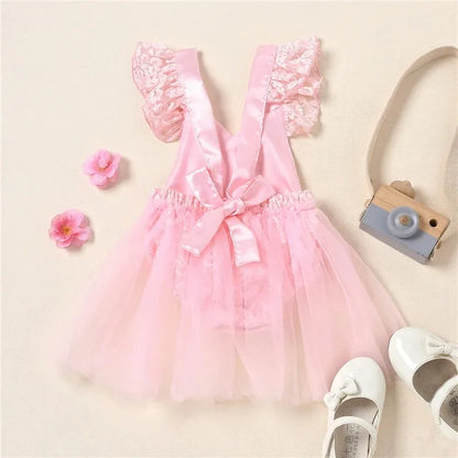 Summer Infant Baby Girl Clothes Letter Lace Jumpsuit Tutu Dress Outfits