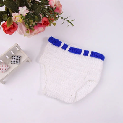 Newborn Photography Clothing Photo Studios Props Handmade Crochet Hat Diaper Set Infant Costume Outfits Unisex