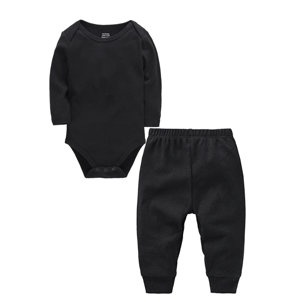 100% Cotton Plain Baby Romper+Pant Bodysuit