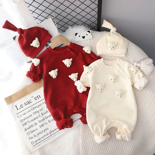 Winter Infant Baby 3D Bear Romper