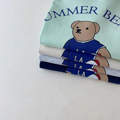 Short Sleeve Clothes Set Cute Bear PrintT Shirt + Shorts 2pcs