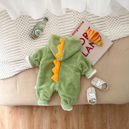 Thickened hooded Dinosaur  Romper