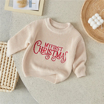 Infant baby Knitted Winter Sweater Christmas Letter Print