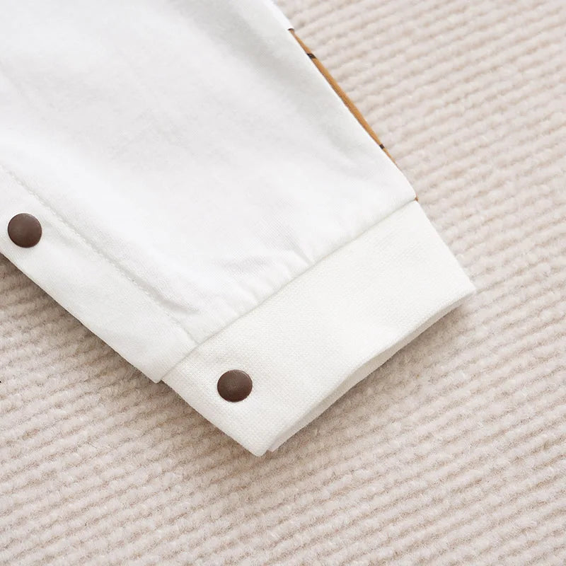 Cartoon Little Bear Printed Cotton Comfortable Casual Long Sleeve Baby Bodysuit