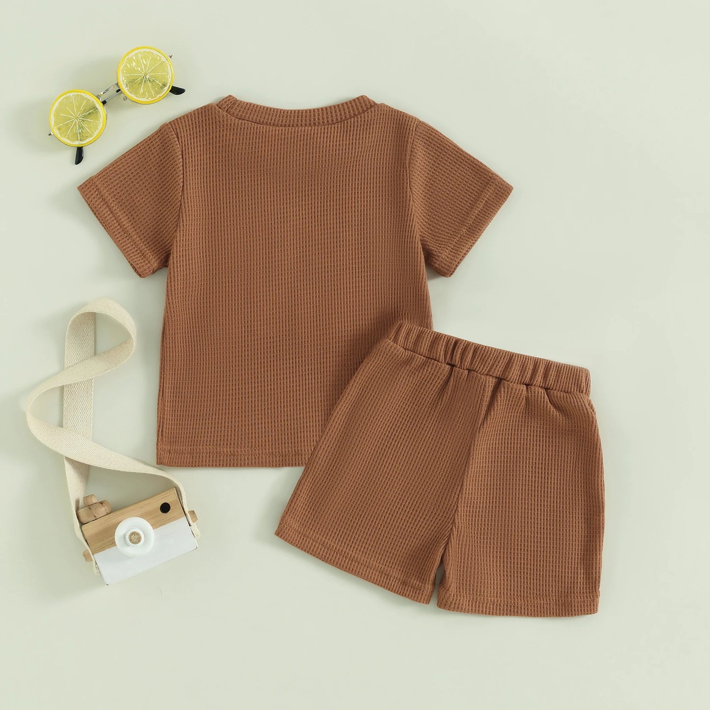 Letter Embroidery Short Sleeve T-Shirt Shorts Set 2Pcs Knit Outfit