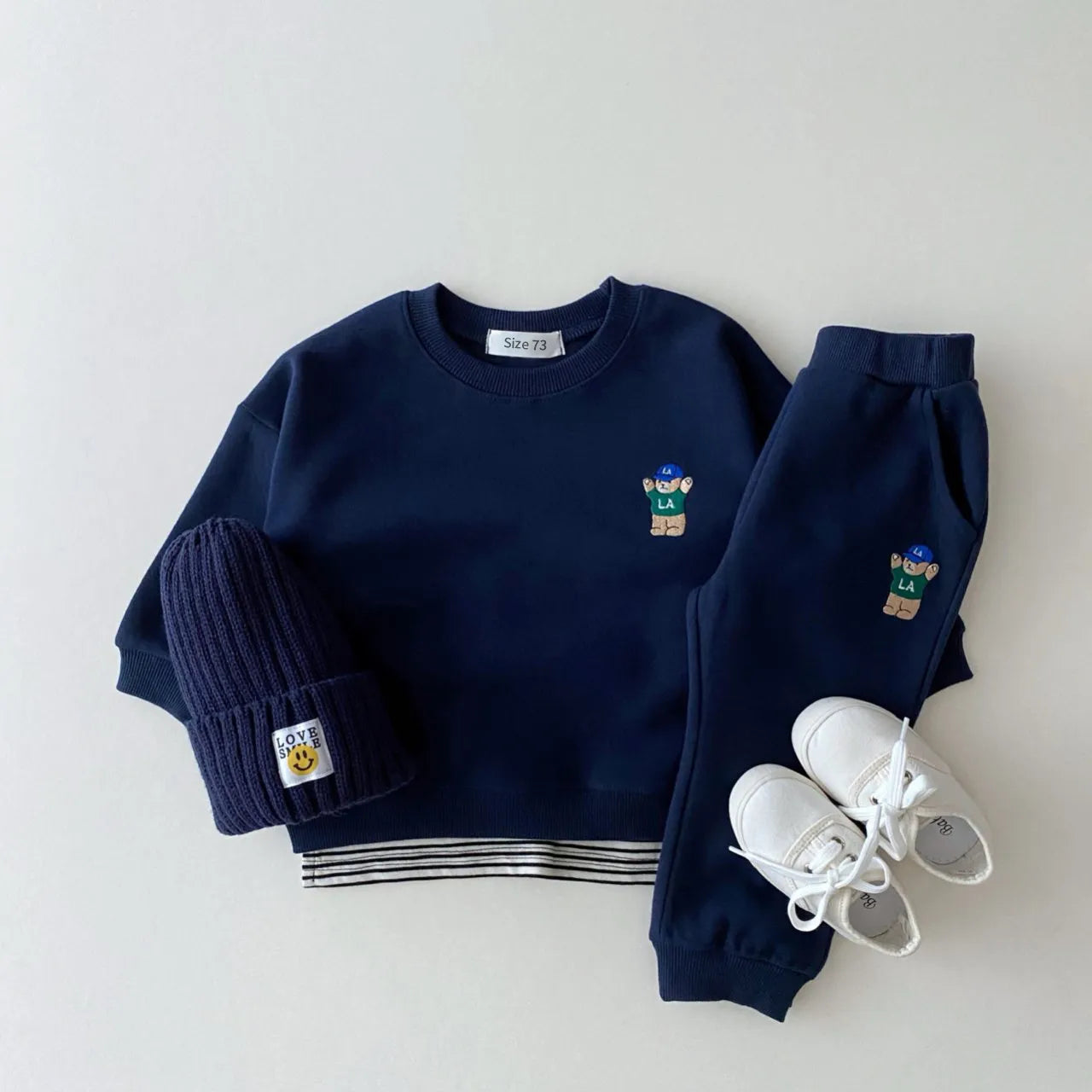 Toddler Embroidered Bear Sweatshirt+Jogger Pants Outfit