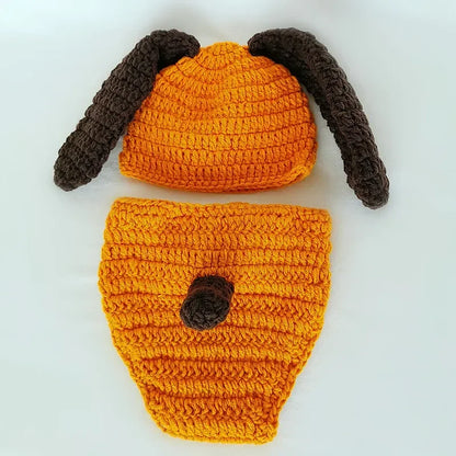 Lovely Dog Photo Shoot Props for Newborns Photography Accessories Boy Girl Birth Clothes Set New Born Knitted Costume Outfit