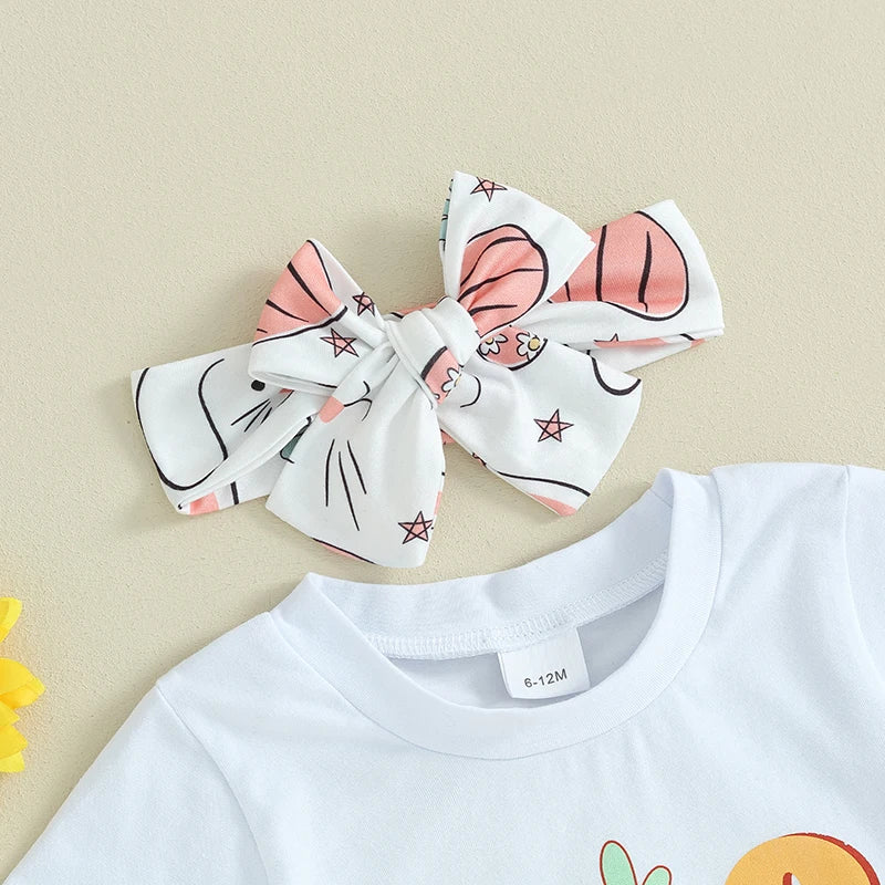 Bunny T-Shirt Tee Tops, Flare Pants and headband