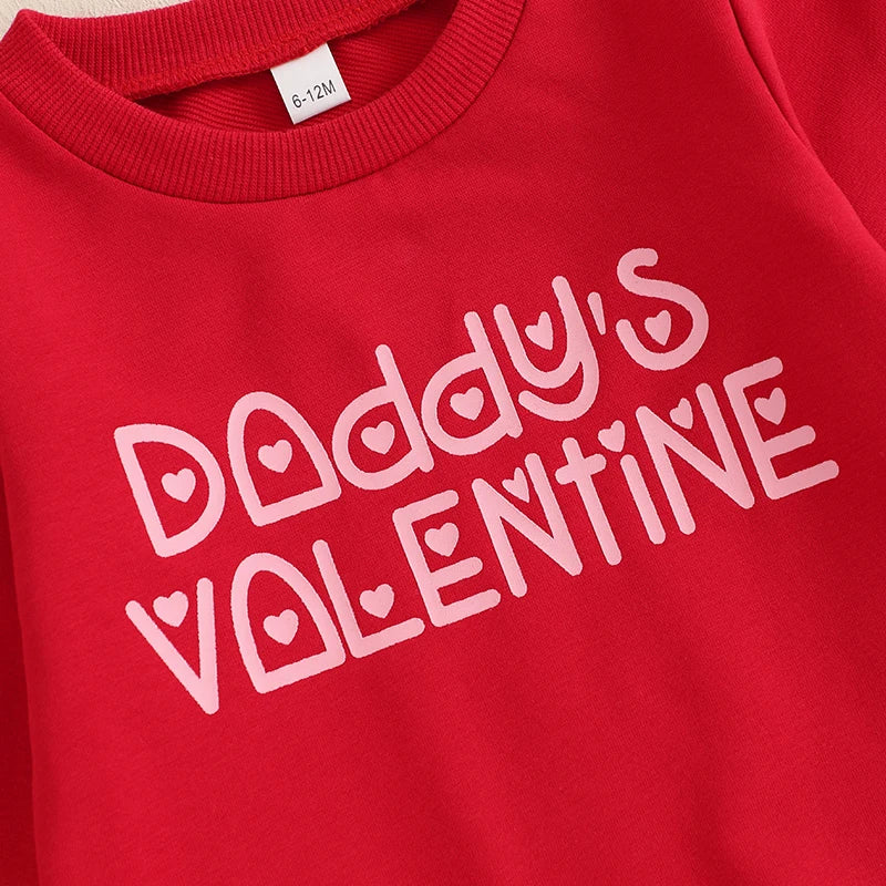 Letter Print Long Sleeve Sweatshirt Heart Print Ribbed Flare Pants Valentines Day outfit