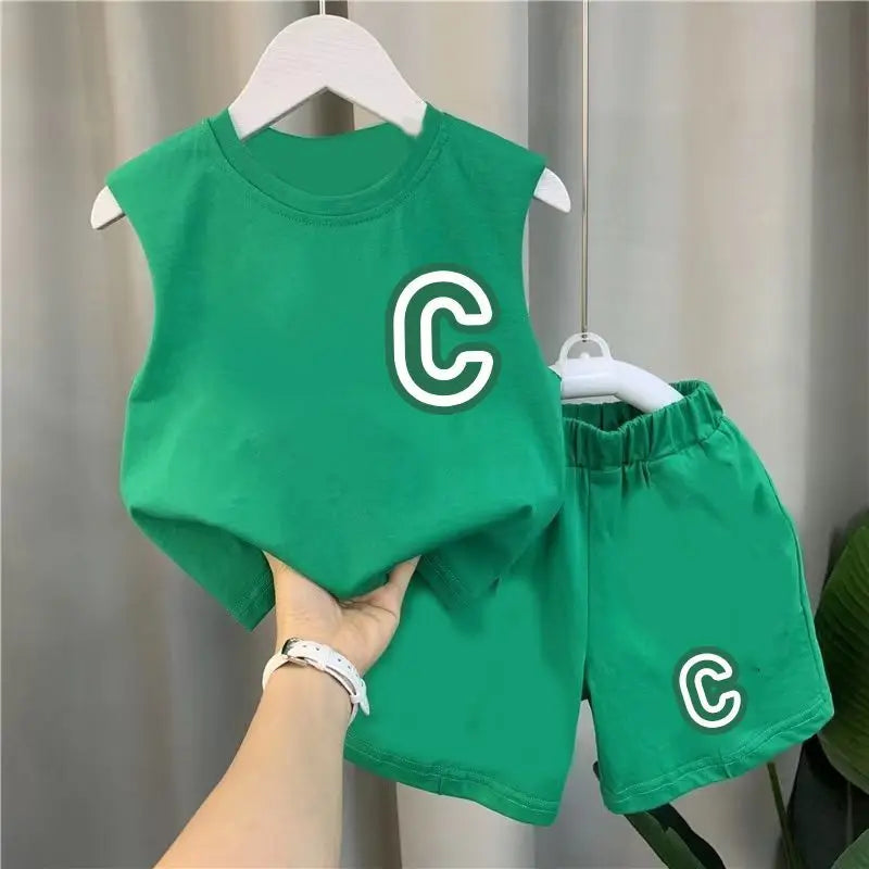 Round Neck T-shirt Top Shorts Set Kids Outfits