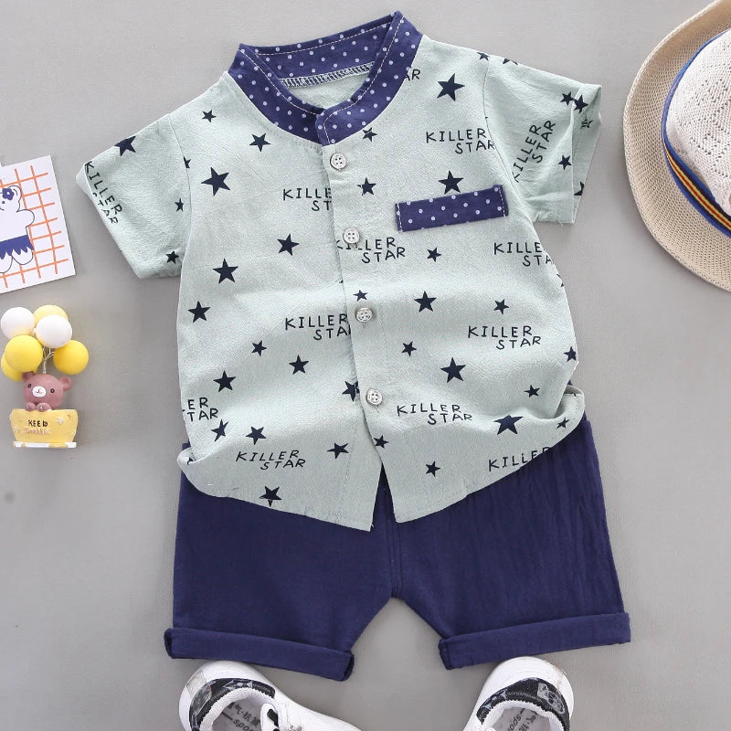 Boy's Suit shirt and Shorts 2PCS  Set