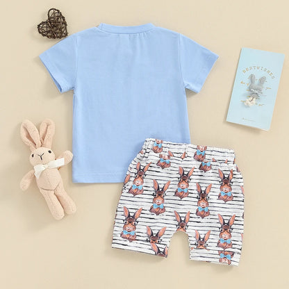 Bunny Short Sleeve T-Shirt Top and Elastic Shorts Set