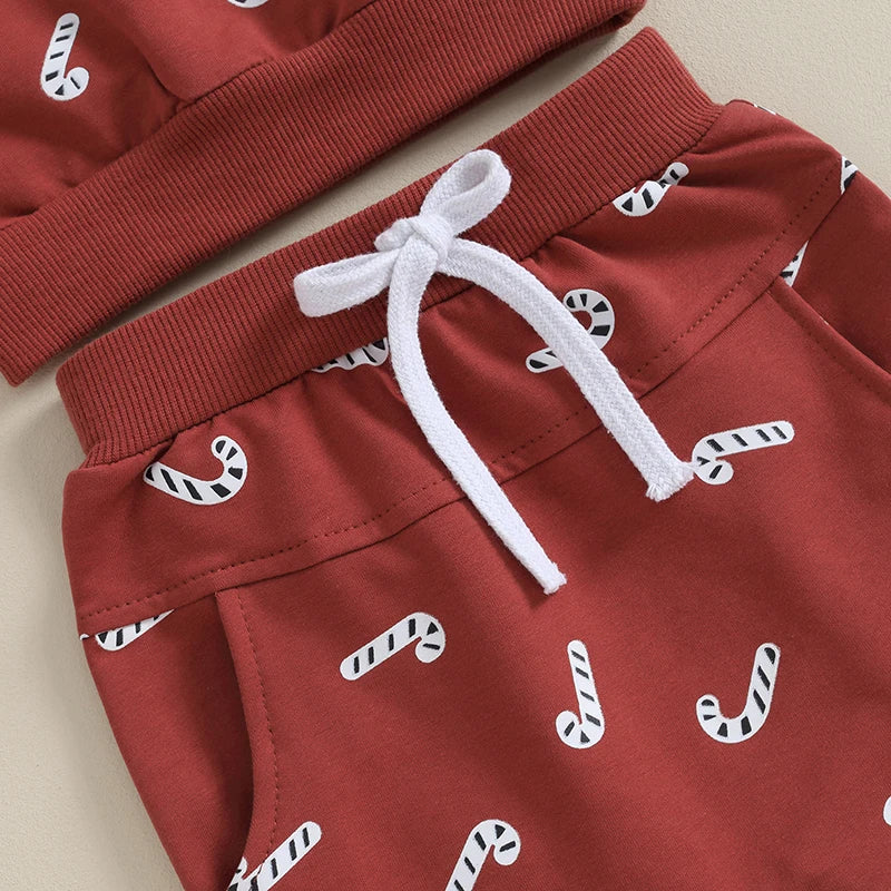 Toddler Candy Cane Print Christmas Outfits