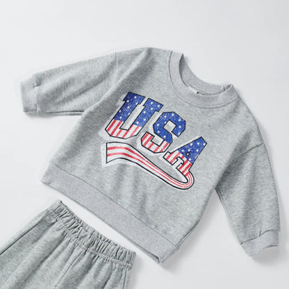USA Printing Tshirt +shorts Clothes Toddler Clothing Sets
