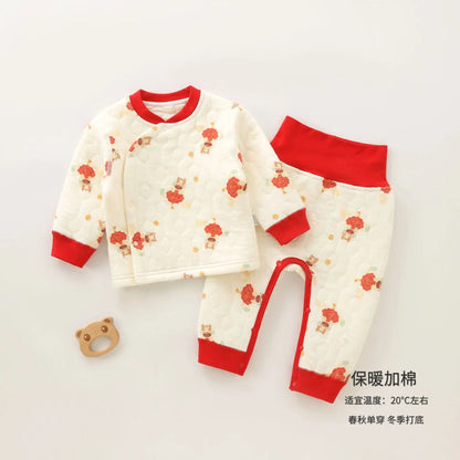 Baby Girl Outfit Combed Cotton Long Sleeve Tops Pants Two Pieces Autumn Winter Infant Clothing Baby Clothes Set