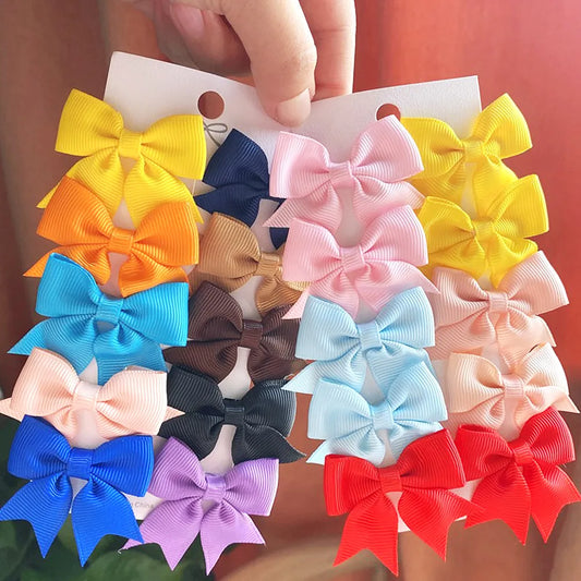 Cute Solid Ribbon Bowknot 10Pcs/Set Hair Clips