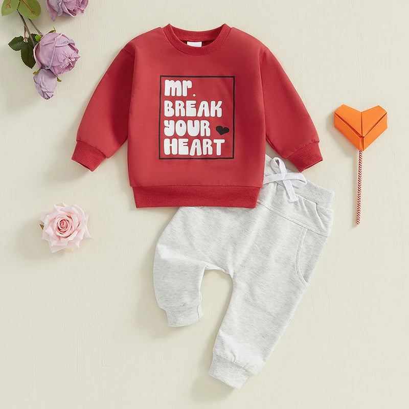 Valentine’s Day Outfits Long Sleeve Sweatshirt and Pants Set