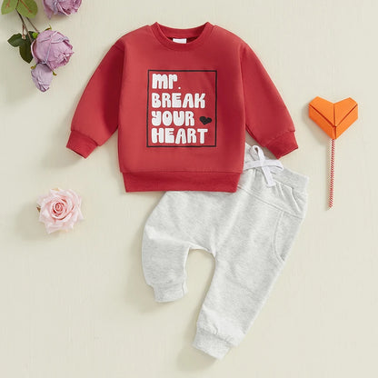 Valentine’s Day Outfits Long Sleeve Sweatshirt and Pants Set