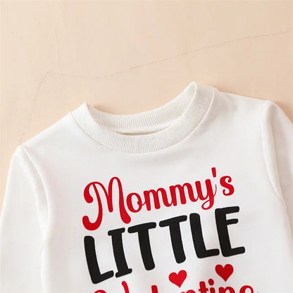 Funny Letters Sweatshirt + Red Pants Set Valentines Outfit