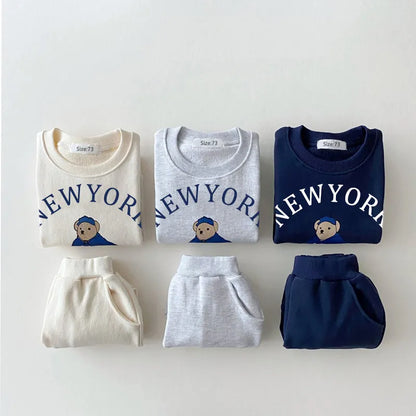 NY Bear Sweatshirt + Pants 2pcs Suit