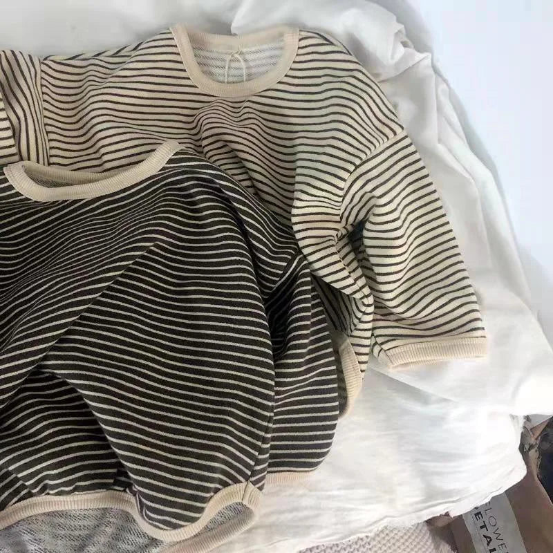 Cotton Children's Clothing Long Sleeve T-shirts Striped