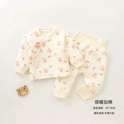 Baby Girl Outfit Combed Cotton Long Sleeve Tops Pants Two Pieces Autumn Winter Infant Clothing Baby Clothes Set