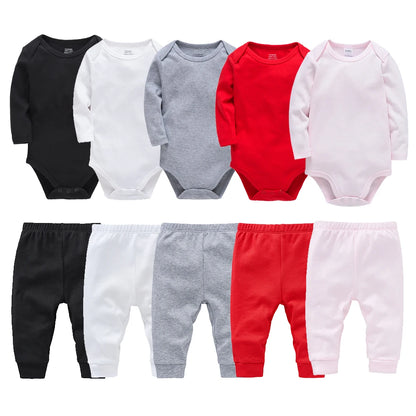 100% Cotton Plain Baby Romper+Pant Bodysuit
