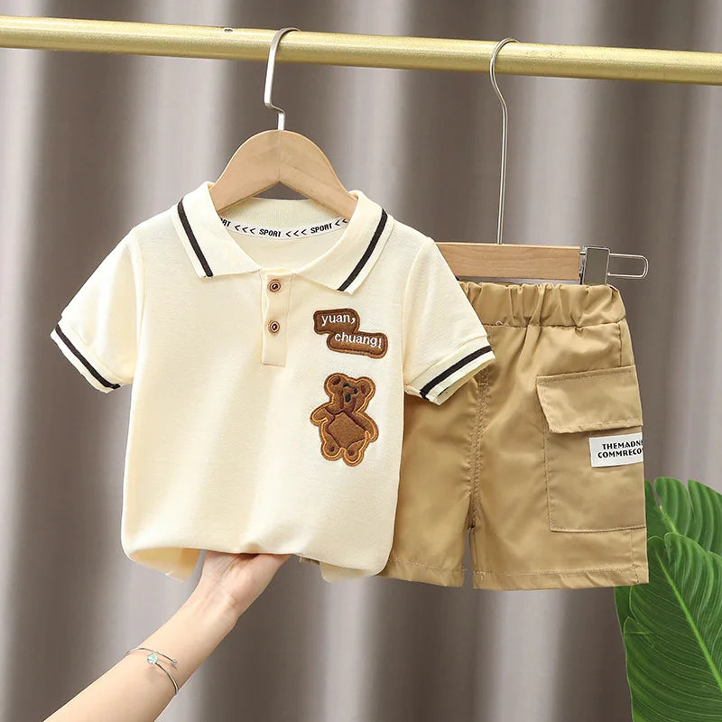 Short Sleeve Polo-shirt + Shorts Outfit Casual Summer Clothes