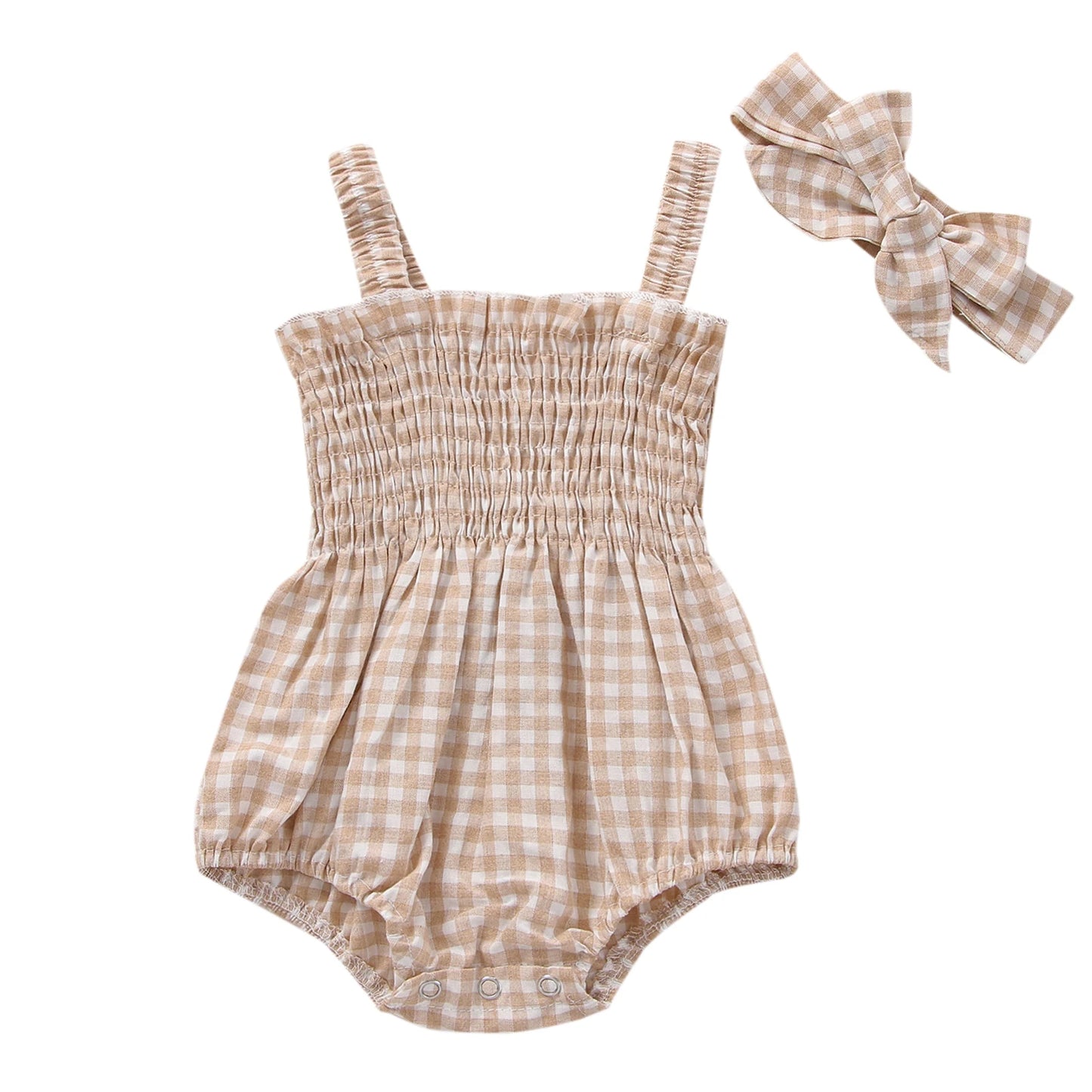 Girl Summer Fashion Bodysuit Sleeveless Plaid Solid Floral Printed Jumpsuit