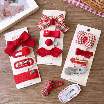 2/4PCS Red Christmas Baby Hair Pins