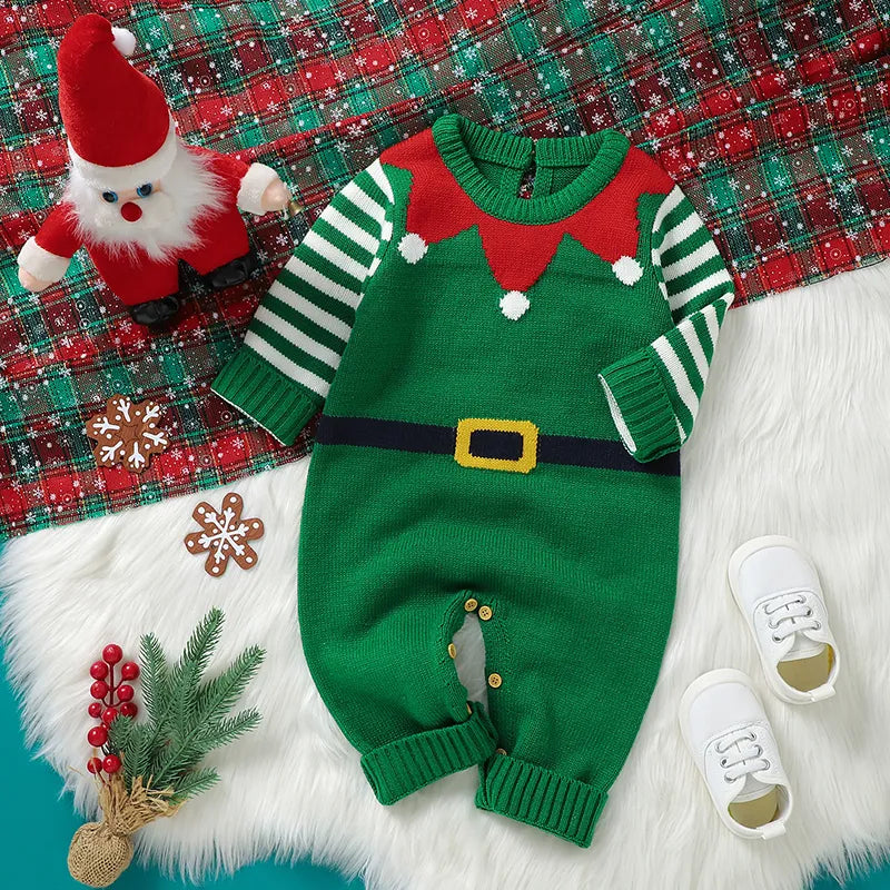 Baby Santa Green Christmas Jumpsuit