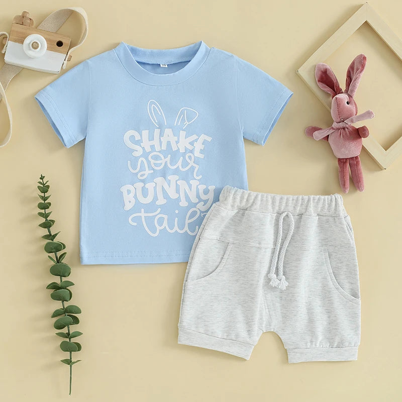 Short Sleeve Bunny T-Shirt Top and Shorts Set