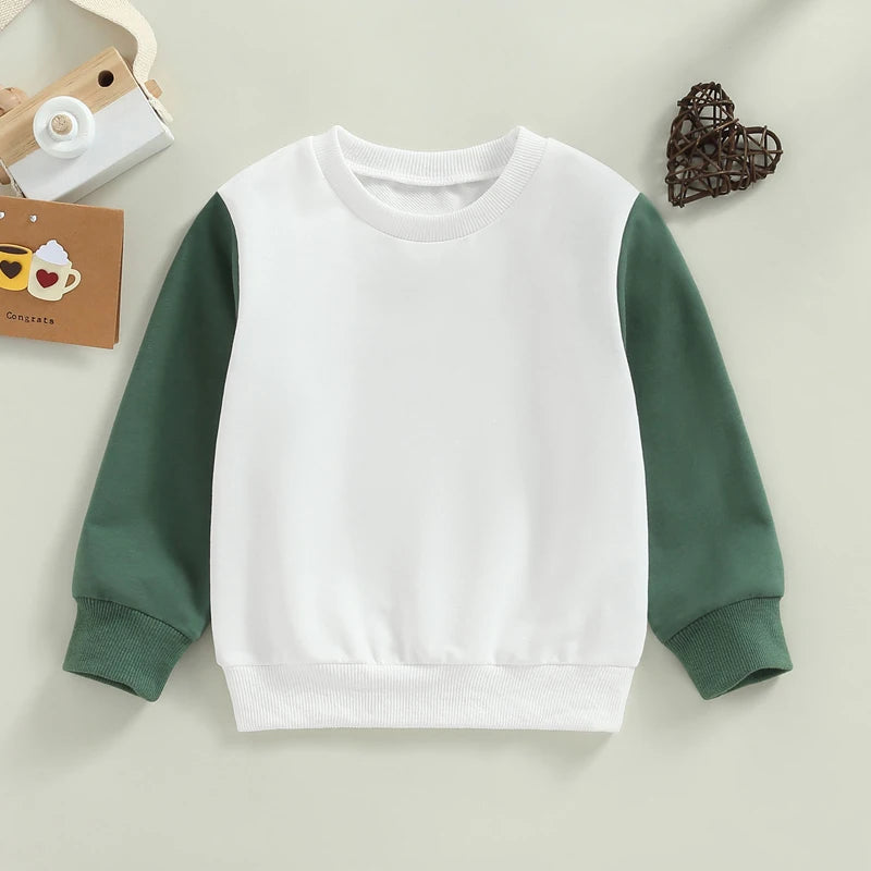 Toddler Clothes Baby Contrast Color Sweatshirts Sleeve Cotton Tops Boys Girls Kids Clothing