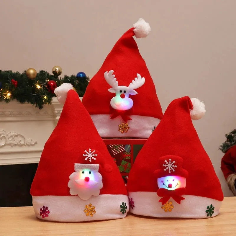 LED Christmas Hats Light Up Santa