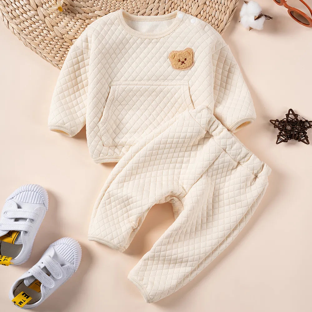 Cute Bear Sweatshirts Pants 2pcs Winter Suits