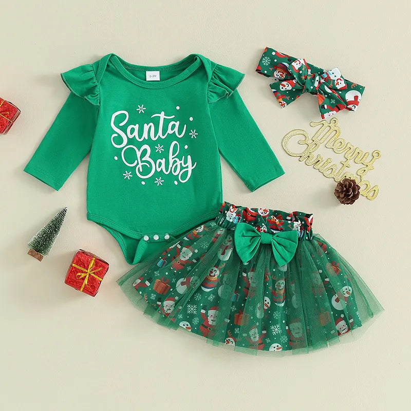 Baby Girl Christmas Joyful Letters Outfit