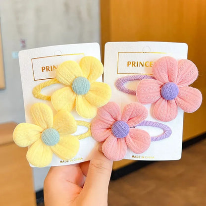 【2-Piece Set】Children's Cute Fabric Flower Pair Clip Hair Accessories Girl Hairpin Temperament Clip Baby Headdress Wholesale